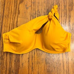 Shade & Shore Yellow Bikini Top lightly lined twisted one shoulder keyhole